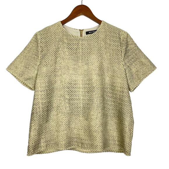 Wells Grace | Beige Neutral Textured Reptile Boxy Top - Picture 1 of 9